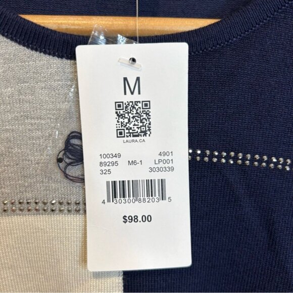 Laura Stone-embellished color block sweater Blue - Picture 8 of 10